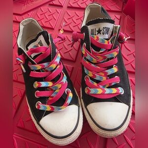 Converse Black Sneakers with Multicolor Laces
